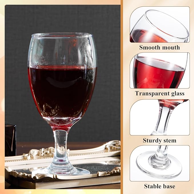 Patelai Set of 12 Clear Glasses 16 oz Water Goblet Glass Stemmed Water Glasses for Juice Wine Beer Tea Milk Cold Beverages Drinks Dishwasher Safe