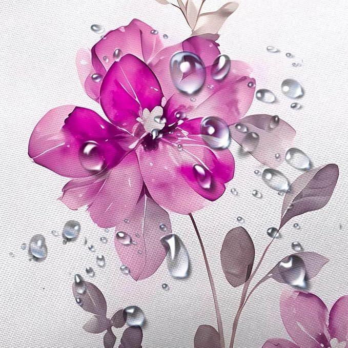 Pink Floral Shower Curtain, Pink Lavender Floral Butterfly Boho Shower Curtains for Bathroom, Farmhous Flower Cute Fabric Shower Curtain Set with 12PCS Hooks, 70X85IN
