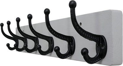 WEBI Rustic Coat Rack Wall Mount,24" Long 6 Cast Iron Coat Hooks Wall Mounted,Heavy Duty Wood Wall Coat Hanger Hooks for Hanging Coats,Jacket,Clothes,Backpack,Farmhouse,Gray
