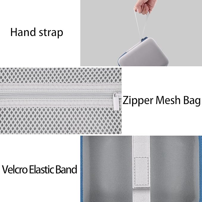 Label Printer Case Compatible with Brother PT-M95 P-Touch Monochrome Label Maker and Label Tapes(Gray Case,Blue Zipper)