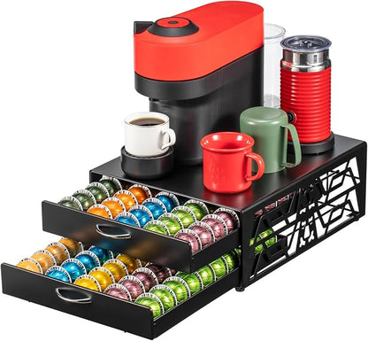 ZCDCP 2-Tier 100-Capacity Vertuo Pod Organizer for Nespresso - Space-Saving Coffee Capsule Drawer Storage System for Fits All Vertuo Pods