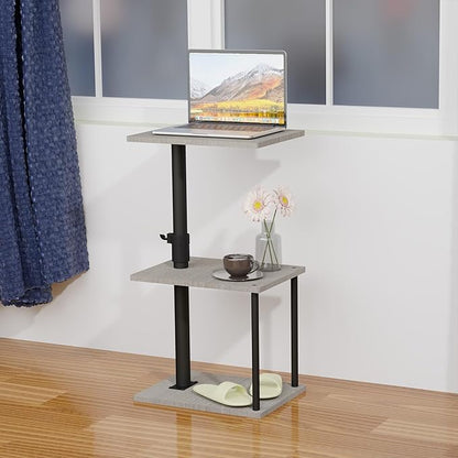 Swivel Side Table for Couch Arm, Height Adjustable C Table for Recliner or Bed, Tv Trays with Storage Shelf for Small Spaces- Small Nightstand Table for Living Room, Bedroom