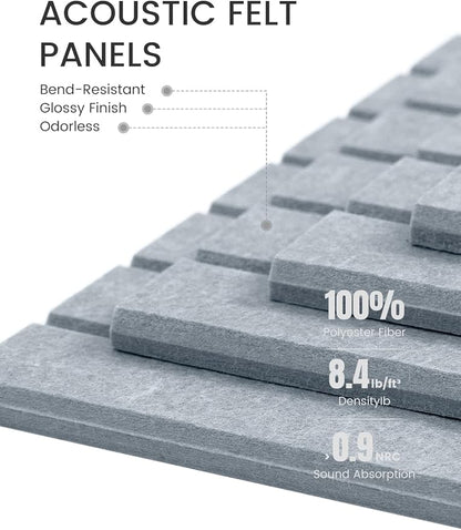 Fluxynara Felt Bulletin Board Tiles -28"x18" with 40 Adhesive Tabs, Cork Board Alternative for Office Decor, Push Pin Board Wall Organizer 6-Pack (Blue Gray)
