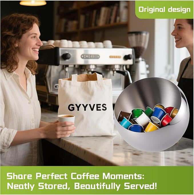 Large Capacity Coffee Pod Holder – Stainless Steel Pod Organizer and Holder | Stylish Coffee Bar Accessories & Countertop Storage (Silver, M+L)