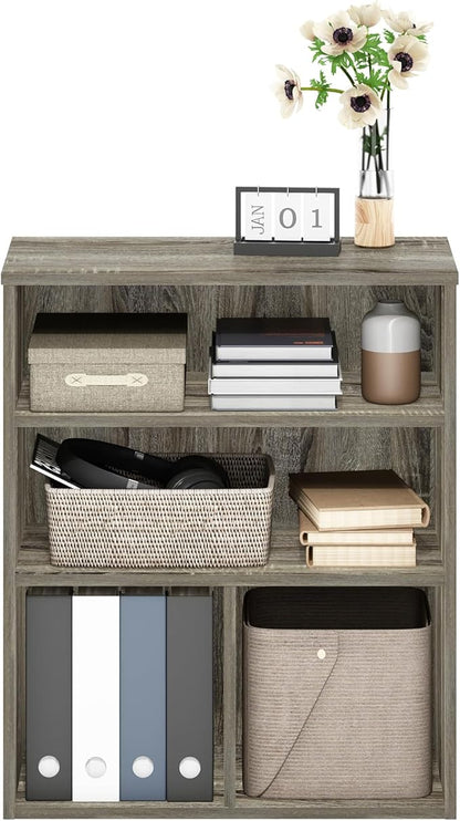 Furinno PASIR Book Shelf, 3-Tier Display Bookshelf, Bookcase, 11.8 x 23.6 x 28.1, for Living Room, Bedroom, Home Office, French Oak