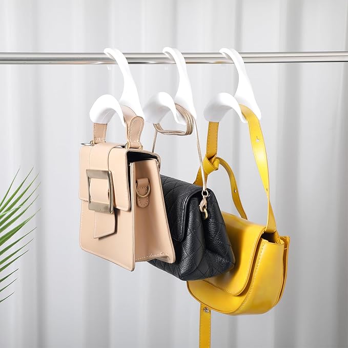 Maitys 36 Pcs Purse Hanger Hook Acrylic Bag Rack Holder for Bag Hanger Handbag Tote Hook Closet Organizer Storage Over The Closet Rod Backpacks Satchels Crossovers Tote (White)