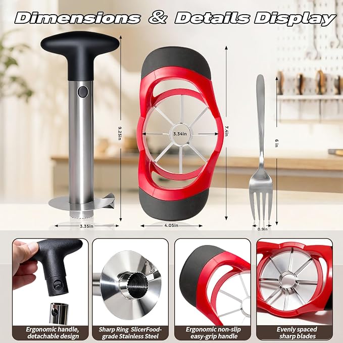 Pineapple Corer and Slicer, Stainless Steel Pineapple Cutter and Peeler Set, Robust Thick Blade, Effortless Slicing for Rings and Dices, Black Handle, Easy to Clean