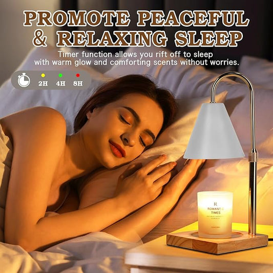 White Candle Warmer Lamp with Timer Dimmer, Electric Candle Lamp Warmer for Bedroom Decor, Mothers Day Birthday Gifts for Mom, Adjustable Metal Candle Lamp, House Warming Gifts, 2*35 Watt Bulb