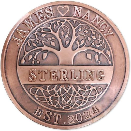 50th Anniversary Wedding Gifts for Couple Copper Decor Personalized Family Tree Wall Decor Copper Metal Wall Decor, Metal Name Sign Wedding Gifts, Housewarming