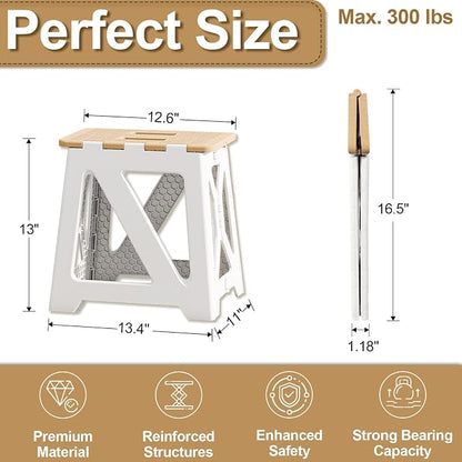Shower Stool for Shaving Legs, 1 Pack Foot Rest Folding Stool Step to Shave Legs Shaving for Inside Shower Foldable Small Waterproof Plastic Corner Khaki White
