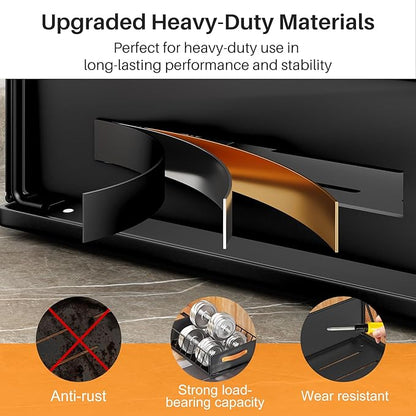 Pull out Cabinet Organizer,Heavy Duty Slide out Pantry Shelves Drawer Storage with Adhesive Nano Film,Sliding Mesh Cabinet Basket with Handle for Kitchen, Bathroom, Home, 13.8"W X 21"D X6.2"H,Black