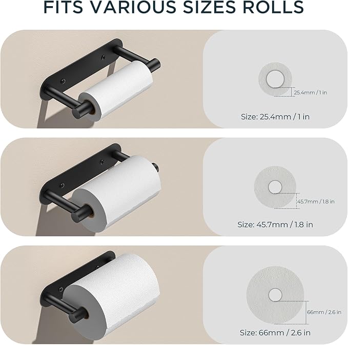 FORIOUS Toilet Paper Holder, Adhesive or Screw Wall Mount Pivoting Tissue Roll Holder for Bathroom, Stainless Steel Rustproof Self Adhesive Toilet Paper Roll Holder no Drilling, Matte Black