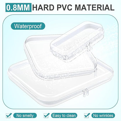 Sanwuta 6 Pcs Clear Hard Zipper Case Plastic Zipper Pouches Transparent Makeup Bag Pencil Case Pouches Toiletry Diaper Bag for Travel Toy Storage Organizer Bins(Clear,Three Sizes)