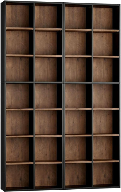 FOTOSOK 71'' Tall Bookshelf Set of 2, 7 Tier Large Bookshelf with Adjustable Shelves, Wide Bookcases and Bookshelf, DVD/CD Media Tower Storage, Cube Book Shelf Display Shelf Cabinet, Black/Brown