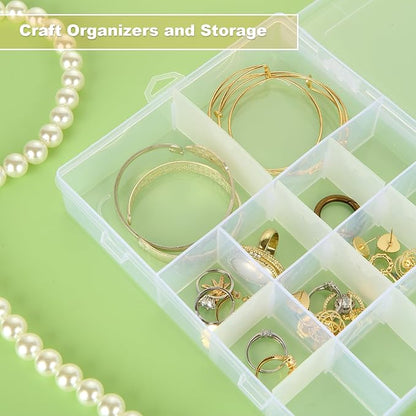 36 Grids Plastic Organizer Box with Dividers - 36 Compartment Organizer, Clear Tackle Box Organizers and Craft Storage with Removable Divider, Fishing Organizer Box (14 Grids - 6PCS)