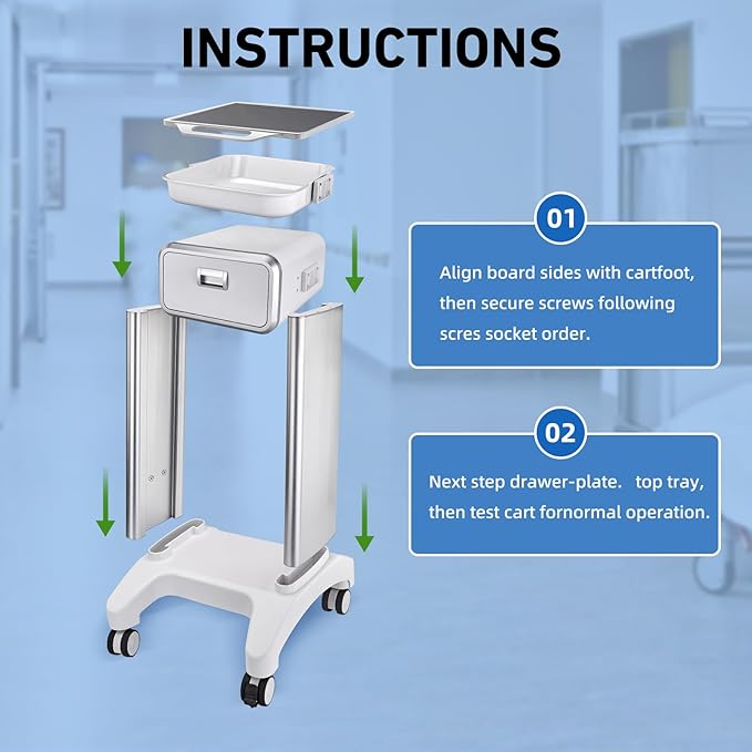 Portable Professional Medical Trolley Cart Load 130 Lbs with Drawers and Silent Wheels for Beauty SPA Home Hospital Office Medical Clinic