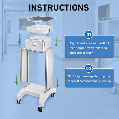 Portable Professional Medical Trolley Cart Load 130 Lbs with Drawers and Silent Wheels for Beauty SPA Home Hospital Office Medical Clinic