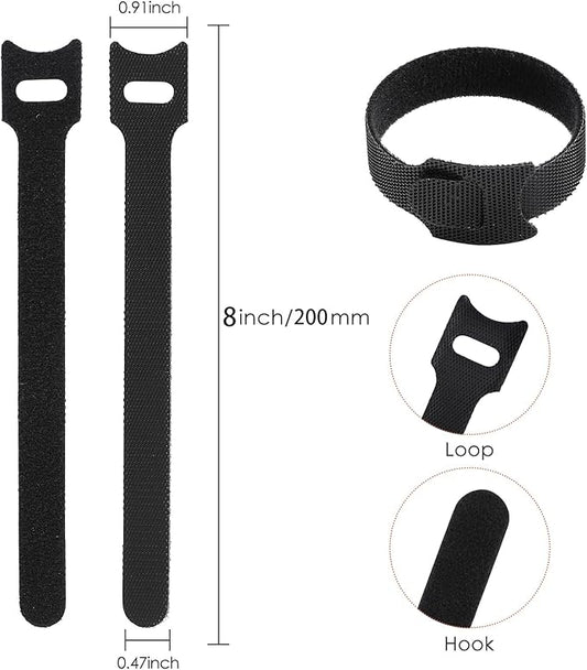 MVYC 150PCS 8 Inch Cable Ties Reusable Multi-Purpose Wire Ties Cord Organizer Adjustable Cable Management 5 Colors