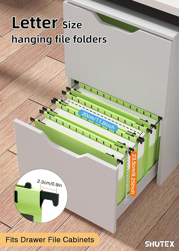 Extra Capacity Plastic Hanging File Folders,12 Pack Reinforced Hang Folder,Heavy Duty 2'' Expansion,Filing Cabinet Folders Letter Size with tabs for Bulk Files/Medical Charts(Mustard Green)