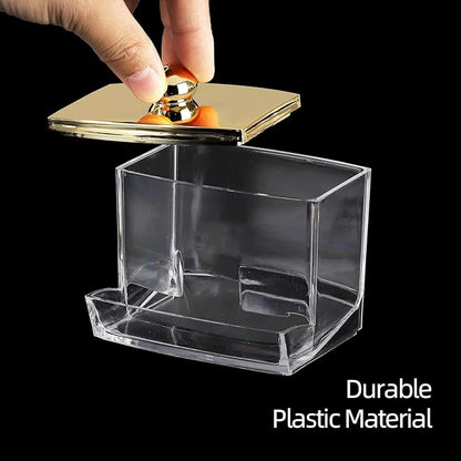 Tbestmax Qtip Holder Dispenser Clear Bathroom Organizer Accessories Decor for Storage-Qtips Cotton Ball Holder - Gold