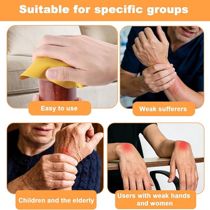 4pcs Rubber Jar Opener, Rubber Bottle Opener Pads Non-Slip Texture Jar Lid Remover for the Elderly or Users with Weak Hands (Red & Blue Square and Yellow & Green Circle)
