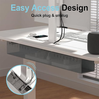 Electric Standing Desk with Cable Management Tray,48x24 Inch Adjustable Height Sit Stand Desk,with Memory Presets & Anti-Collision Computer Desk,for Office,Home,White Top&White Frame