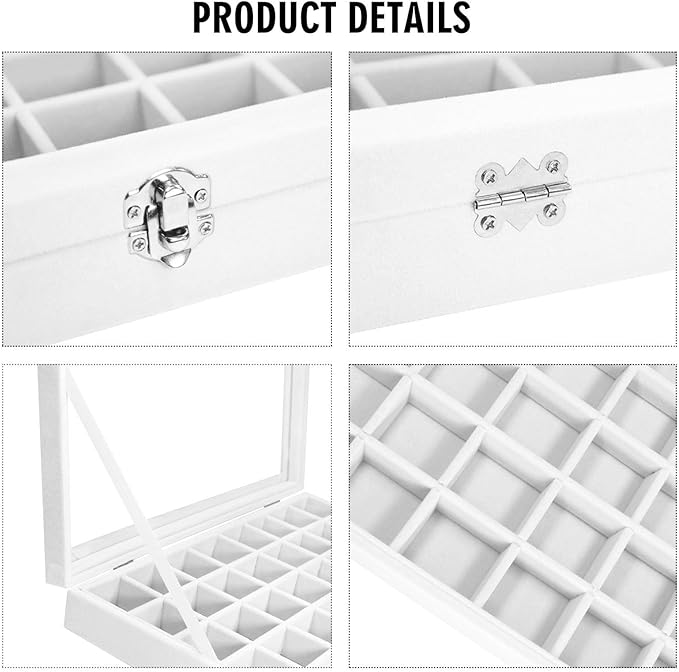 Vicoter Velvet Jewelry Tray 48 Compartments Jewelry Display Organizer with Transparent Cover Rings, Earrings, Necklaces, Pendants Storage Box for Girls, Wives, Mothers, Women