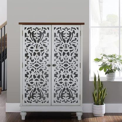 Sophia & William Tall Storage Cabinet 47.4", Decorative 2-Door Tall Accent Cabinet, for Living Room, Dining Room, White