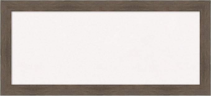 Amanti Art White Cork Board for Wall, 15x33 Vision Board with Brown Wood Frame, Medium Corkboard Office Decor for Home Organization, Rustic Farmhouse Corkboard Pinboard to display items for home