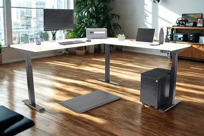 Lift It, 72"x24" Electric Height Adjustable Desk and 48"x24" Return for Office or Home, Dual Motor, 4 Memory/USB Charging LED Control, Brite White Top and Black Frame