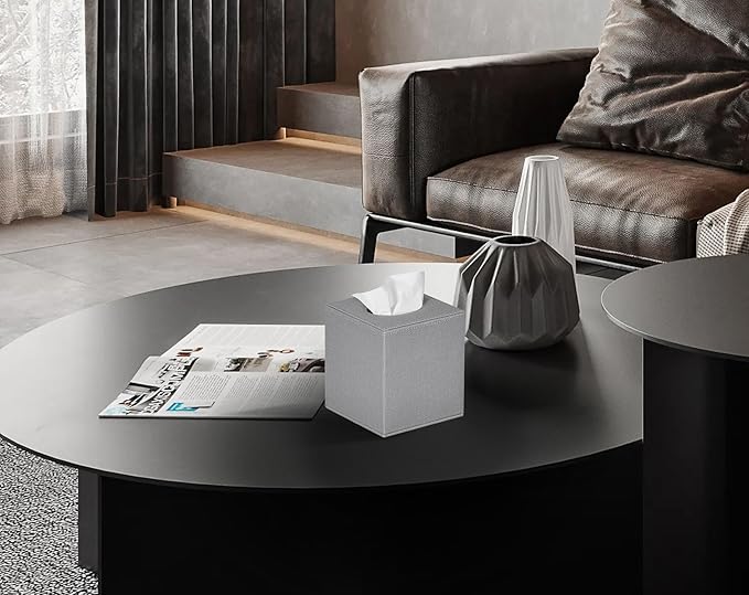 Colylan Tissue Box Cover Square Tissue Box Holder for Bathroom (Grey)