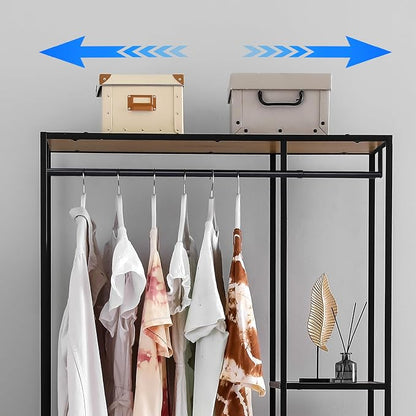 Threehoney Expandable Closet Rod for Wire Shelf Hanging Clothes Adjustable Heavy Duty Closet Hanging Rod Extender Heavy Duty Hanger Bar Metal Poles for Wardrobes Hanger, 1 Pack(36-60 Inch,Black)