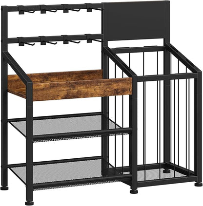 CHOEZON Snack Organizer for Countertop with Elastic Band Storage Basket, 3-in-1 Snack Display Rack with 8 Hooks & Chalkboard, Candy Holder Stand for Store, Party, Rustic Brown and Black TCJ82BF