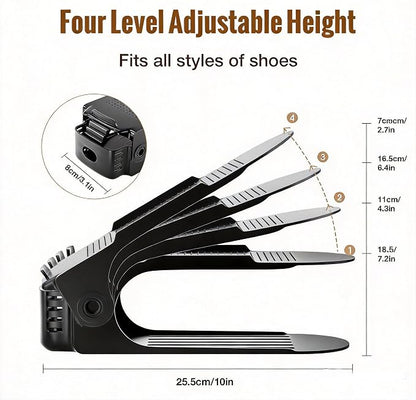 Neprock Shoe Slots Organizer, 20 Pack Adjustable Shoe Rack Stacker Storage Space Saver, Double Deck Shoe Rack Holder for Closet Organization (Black)