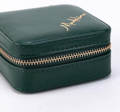 Angelina's Palace Personalized Jewelry Case with Name Engraved,Custom Leather Travel Jewelry Organizer Box for Rings,Earrings,Necklaces,Birthday Bridesmaid Gift For Women