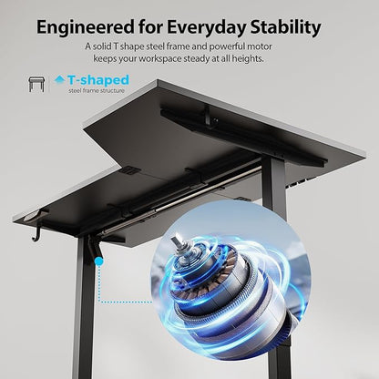 Agilestic Electric Standing Desk, L-Shaped 55 Inches Height Adjustable Desk, Sit and Stand up Desk for Work Office Home, Ergonomic Rising Computer Table for Home Office with Splice Board, Black