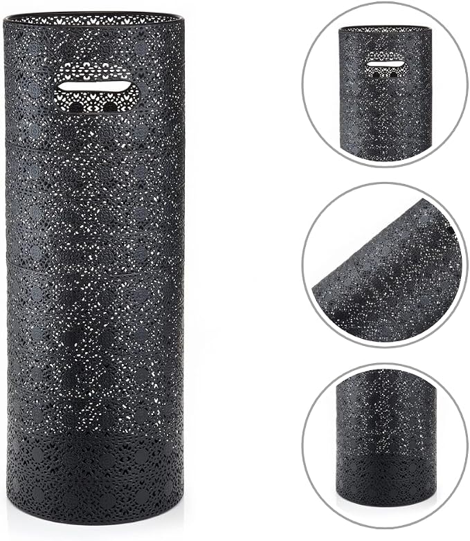 Concepts 21 inch Heavy Duty Metal Umbrella Stand - Durable Storage Holder for Umbrellas - Indoor and Outdoor Use - Stylish and Modern Organizer for Entryways. (Black Lace)