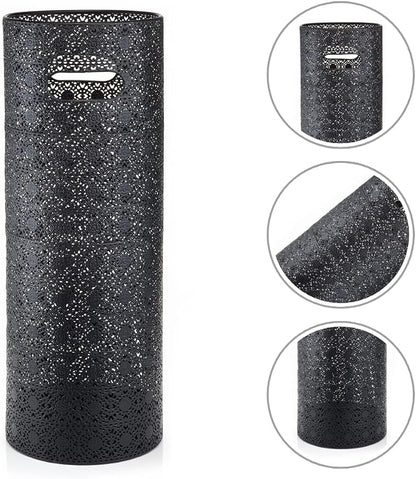 Concepts 21 inch Heavy Duty Metal Umbrella Stand - Durable Storage Holder for Umbrellas - Indoor and Outdoor Use - Stylish and Modern Organizer for Entryways. (Black Lace)