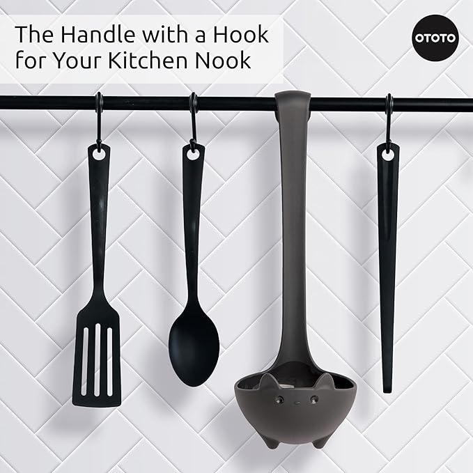 OTOTO Katie Cat Soup Ladle - Halloween Gifts Black Cat, Gothic Gifts, Gifts for Cat Lovers - Spooky Cat Gift, Cute Kitchen Accessories, Fun Gifts (Katie Cat, Black)