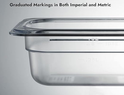 CURTA 6 Pack NSF Food Pans, 1/9 Size 2 1/2 Inch Deep, Commercial Polycarbonate Plastic Clear Freezer-Safe