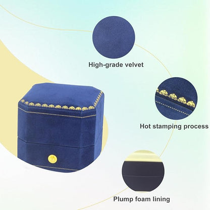 Jewelry Ring Box Small Travel Jewelry Box, Velvet Wedding Ring Box for Business, Engagement, Wedding, Bridesmaid and Holiday Events - Blue