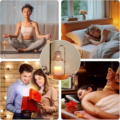 Candle Warmer Lamp Electric Timer: Dimmable Candles Warming Lamps - Height Adjustable Burner Jar - No Flame Scented Melts Wax - All Candle Jars Home Decor Table Light