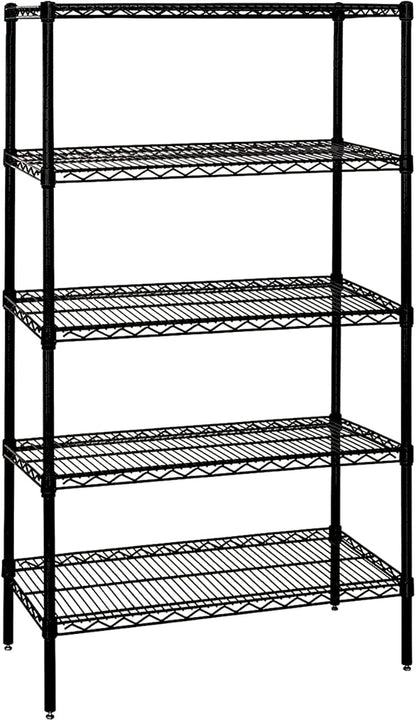Quantum Storage Systems WR86-2472BK-5 Starter Kit Wire Shelves Black Epoxy 5 Shelves 86" H x 72" W x 24" D