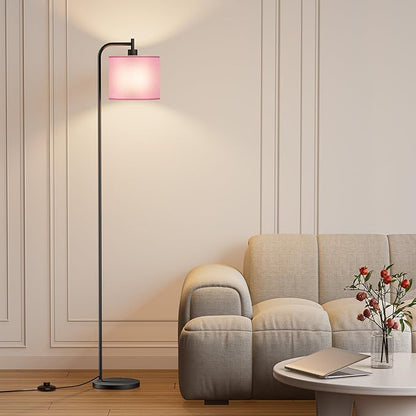 Floor Lamp with Linen Shade, Dimmable Tall Standing Lamp with Remote Control & 3 Color Temperatures, Modern Corner Floor Lamps for Living Room Bedroom Office, 9W LED Bulb Included