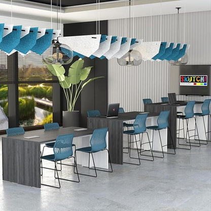 SKUTCHI DESIGNS INC. 4 Person Collaboration Table | Face-to-Face Desk | 36x66 All Laminate Team Desk with Power and Data | Classic White and Black