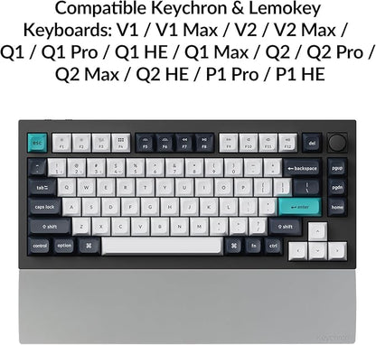 Keychron Gray Silicone Wrist & Palm Rest, 12.89" for 75% Compact Keyboard Series V1/V2/Q1/Q2 & Lemokey P1 (Pro/Max/HE) – Anti-Slip Base – Smooth & Soft Support