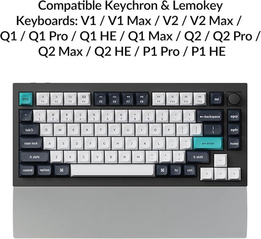 Keychron Gray Silicone Wrist & Palm Rest, 12.89" for 75% Compact Keyboard Series V1/V2/Q1/Q2 & Lemokey P1 (Pro/Max/HE) – Anti-Slip Base – Smooth & Soft Support
