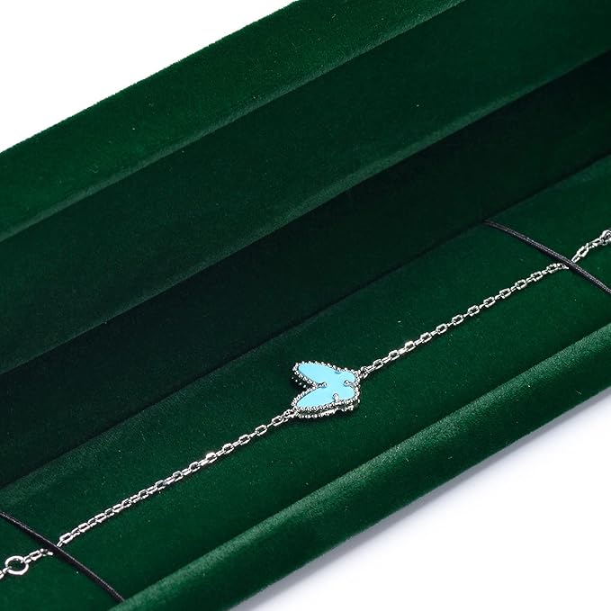 Green Small Long Chain Velvet Jewelry Gift Box for Necklace & Bracelet