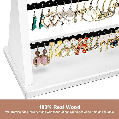 Poyilooo Earring Holder Organizer, Rustic Wood Earring Holder Stand, 5 Layer Jewelry Holder Organizer with 270 Earring Tree Holes Display Rack for Stud Earings & Hoop Earrings, Gifts for Women