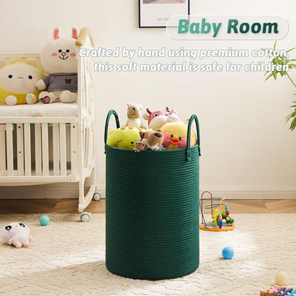 Artfeel Laundry Basket,Woven Cotton Rope Laundry Hamper,80L for Decorative Storage of Dirty Clothes,Toys and Blankets in Bathroom,Baby Room and Living Room